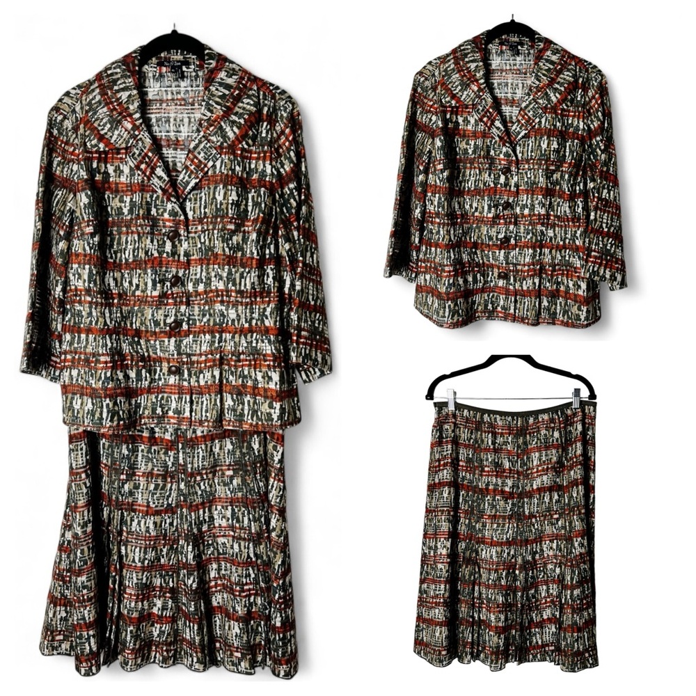 Nic + Zoe - Women’s 2 Piece Pleated Midi Skirt Button Down Jacket‎ - Sz. 10